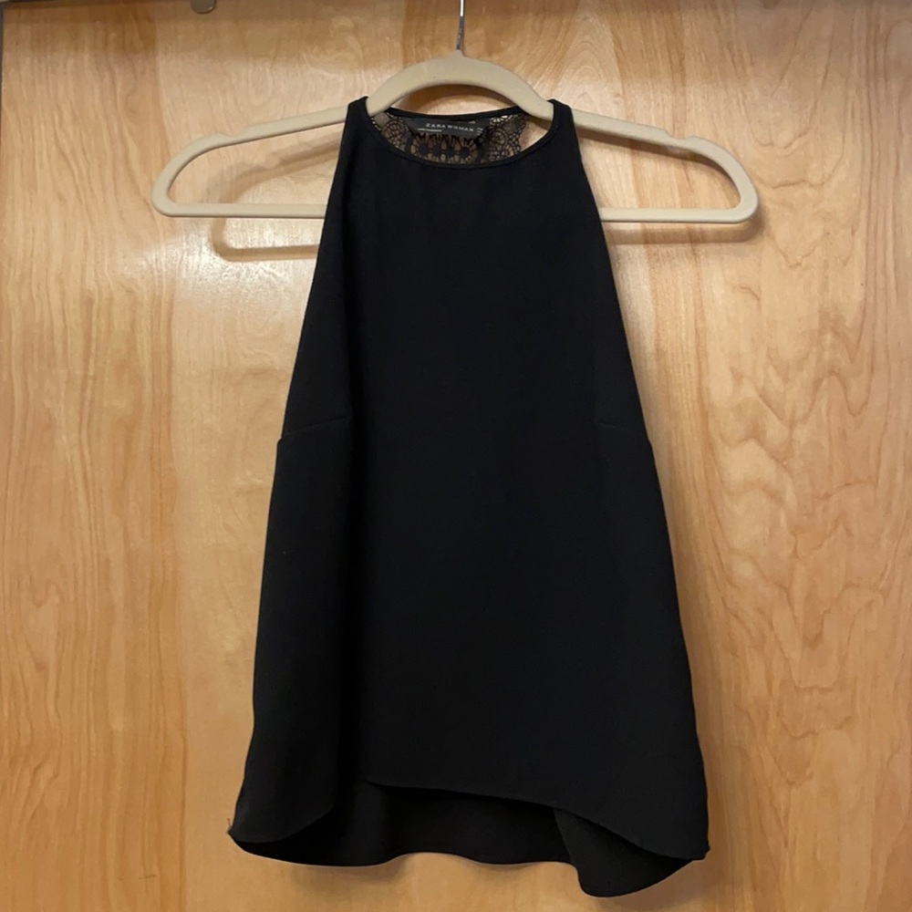 Zara High Neck Lace Detail Top